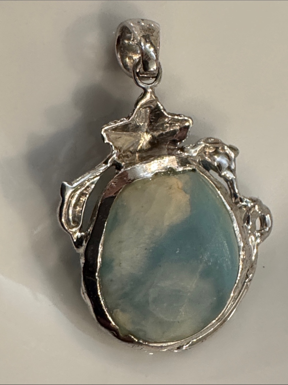 Larimar and Blue Topaz Starfish Dolphin Pendant - Silver - Picture 4 of 7